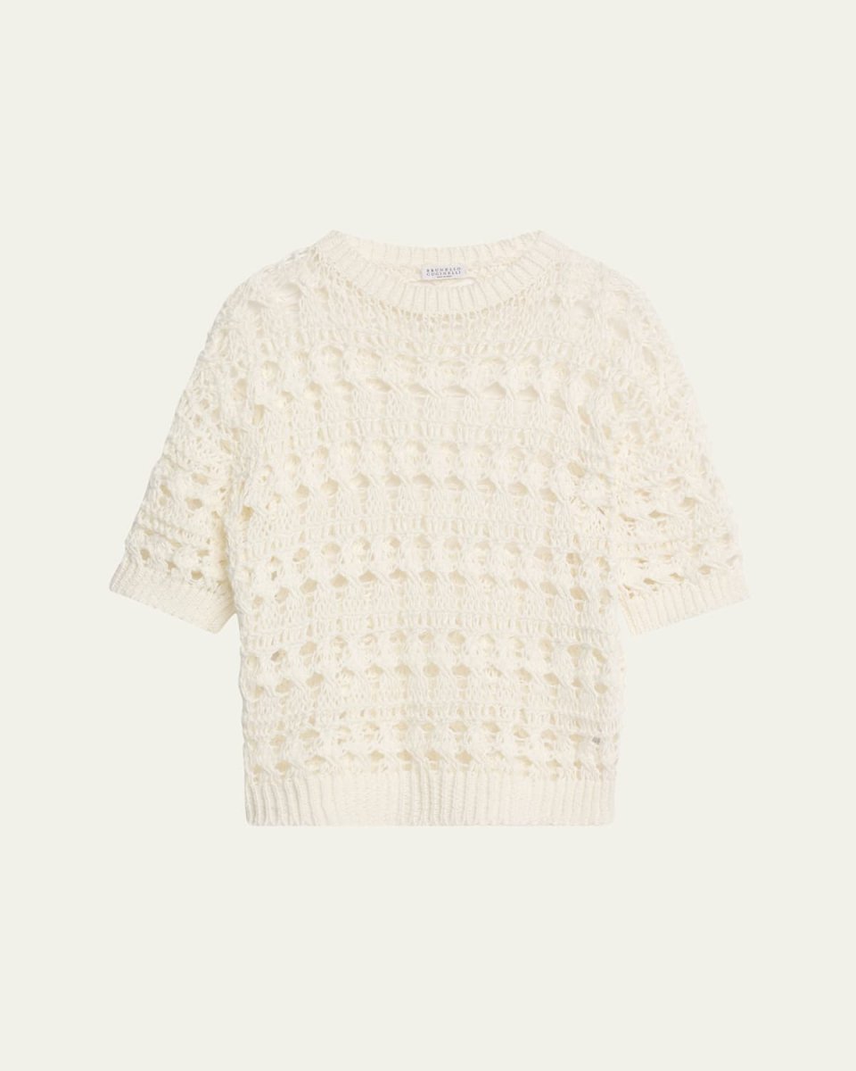 Openwork Knit Cotton Jute Top